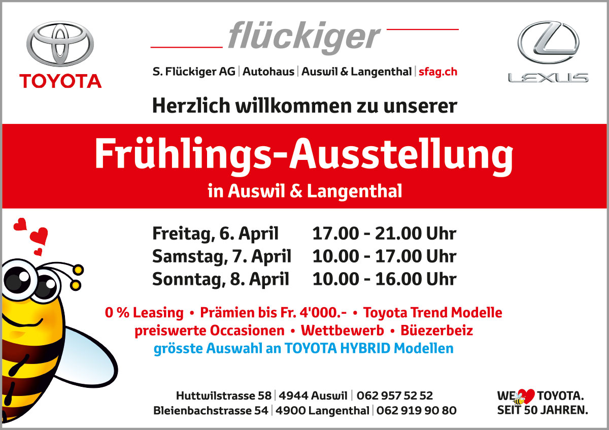 flückiger Autohaus - Frühlingsausstellung 6. - 8. April 2018 in Auswil & Langenthal