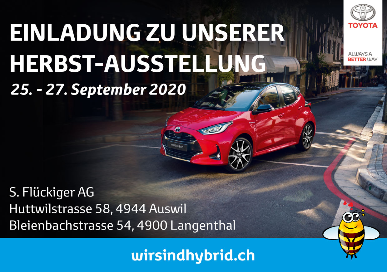 flückiger Autohaus - Einladung Herbst-Ausstellung 2020 Auswil & Langenthal